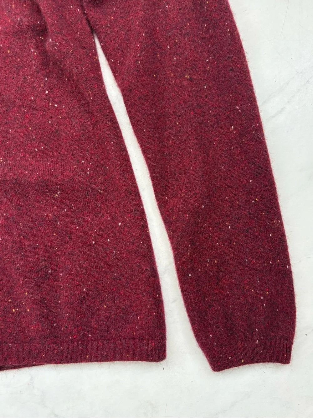 Lands End Size Small Cashmere Burgundy Speckled Button Uo Cardigan Soft Cozy